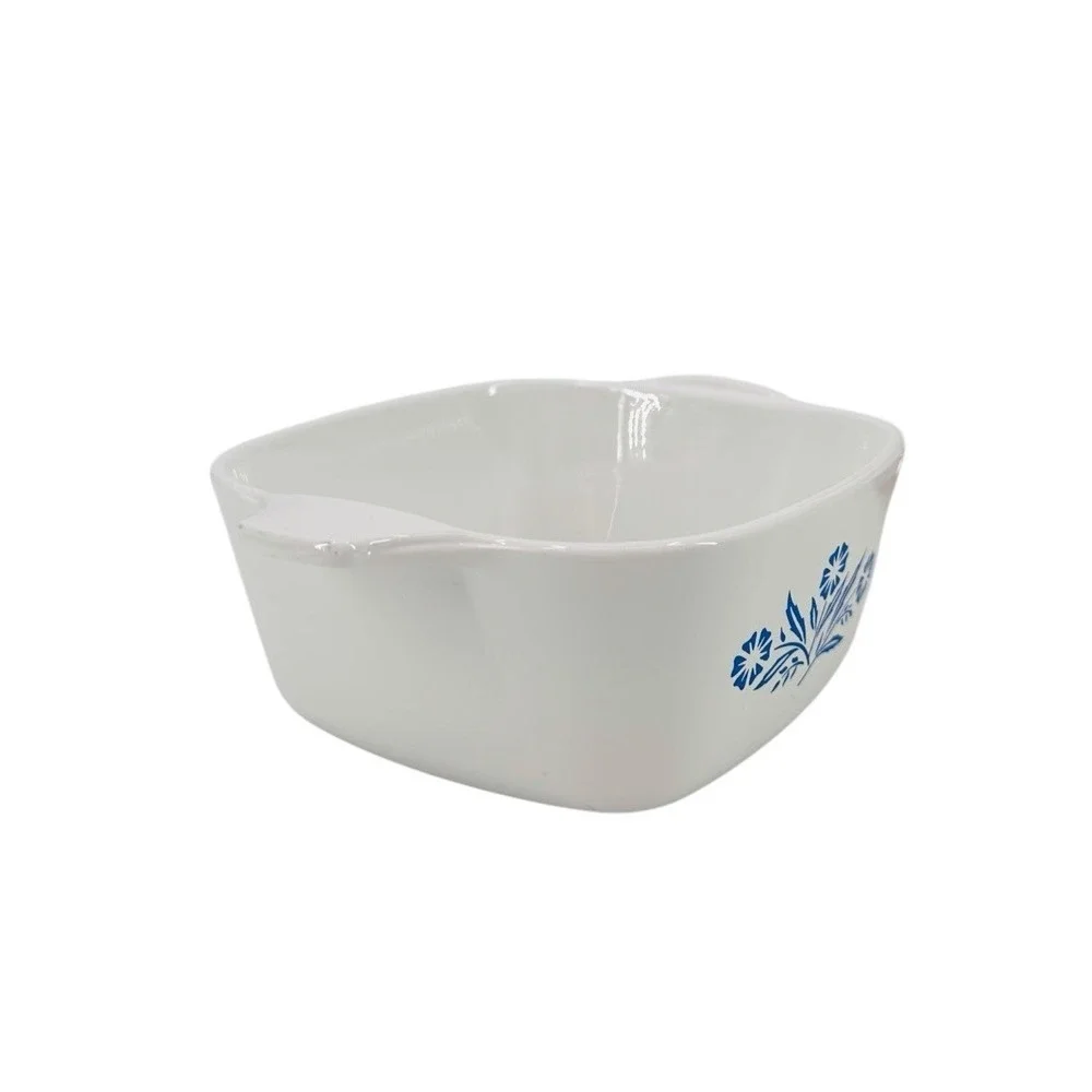 Vintage CorningWare Baking Dish White Blue Cornflower Square P-43-B 2 3/4 Cup